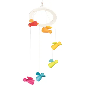 Kolotoč nad postýlku Goki dřevěný závěsný kolotoč andílci
