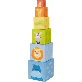 Dřevěná hračka Skládací věž z kostek zvířátka GOKI