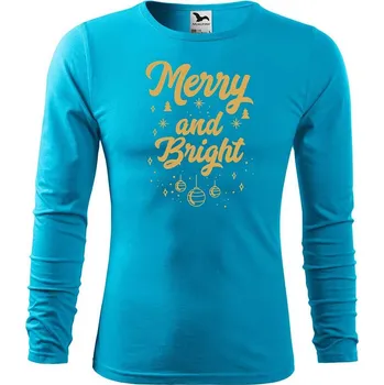 DOBRÝ TRIKO Pánské bavlněné triko Merry and bright Velikost: L, Barva: Tyrkysová
