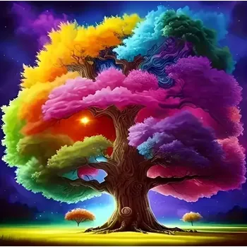 Diamantové malování 5D diamantové malování, Barevný strom II, 20x20 cm