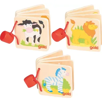 Dřevěná hračka Goki knížečky pro nejmenší s obrázky