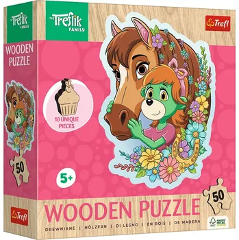 Puzzle Dřevěné obrysové puzzle TREFLÍCI – šťastná rodina, 50 dílků