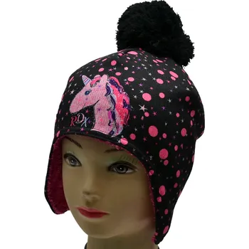Kukla Zimní čepice na uši RDX 3958 Jednorožec Barva: černá, Velikost: 5 (5-7 let)