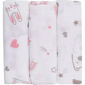 látková plena Bubaba Tetra pleny Růžový zajíček 3ks