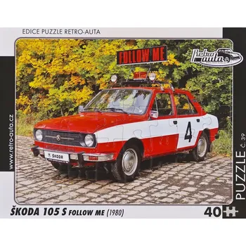 Puzzle Retro-Auta č. 39 ŠKODA 105 S FOLLOW ME 1980 40 dílků