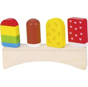 Dřevěná hračka Barevné dřevěné nanuky na stojánku