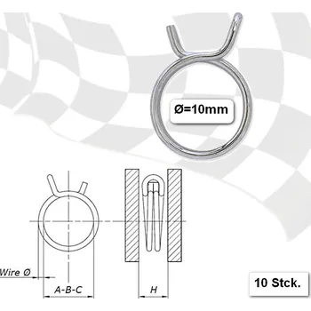 HSM Svorky palivové hadice, 10 mm, 10ks balení, pozinkovaná ocel