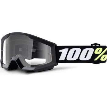Motocyklové brýle 100percent MX brýle 100% Strata Mini Gron Black dětské čiré plexi