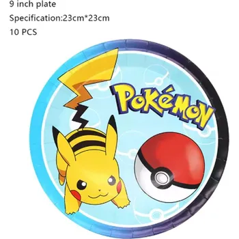 Dětský míč Narozeninová party dekorace s motivem Pokémon Varianta: 10 ks talířků 23 cm