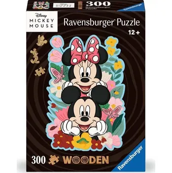 Ravensburger dřevěné obrysové puzzle Mickey a Minnie 300 dílků