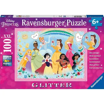 Puzzle RAVENSBURGER třpytivé puzzle DISNEY princezny xxl 100 dílků