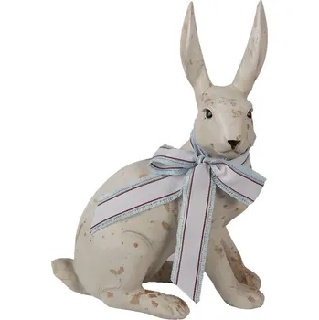 Vánoční dekorace Dekorace béžový mintový sedící králík s mašlí Rabbit Bow - 20*11*28 cm