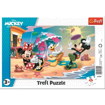 Puzzle Trefl puzzle Mickey a Minnie – zábava na pláži, 15 dílků