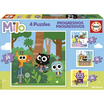Puzzle EDUCA Milo 4v1 12,16,20,25 dílků