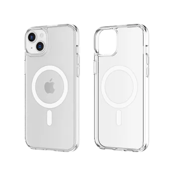 Pouzdro na mobilní telefon Průhledný tvrzený MagSafe kryt na iPhone 15 Plus