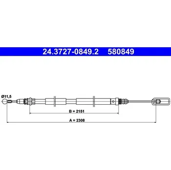 Lanko parkovací brzdy Tažné lanko, parkovací brzda ATE 24.3727-0849.2