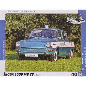 Puzzle Retro-Auta č. 33 ŠKODA 1000 MB VB 1967 40 dílků