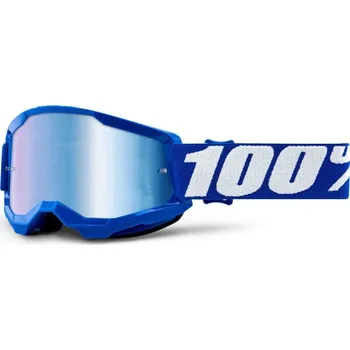 Motocyklové brýle 100percent 100% MX brýle STRATA 2 dětské brýle modré, zrcadlové modré plexi