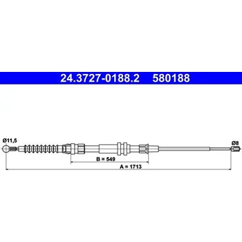 Lanko parkovací brzdy Tažné lanko, parkovací brzda ATE 24.3727-0188.2