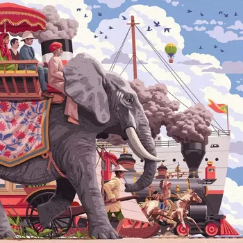 Puzzle RAVENSBURGER Čtvercové Art & Soul Cesta kolem světa za 80 dní 750 dílků