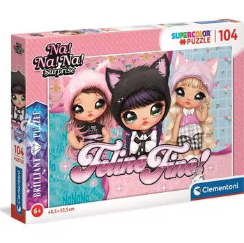 Puzzle Clementoni brilliant puzzle Na! Na! Na! Surprise Parádní kočky, 104 dílků