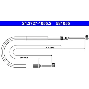 Lanko parkovací brzdy Tažné lanko, parkovací brzda ATE 24.3727-1055.2