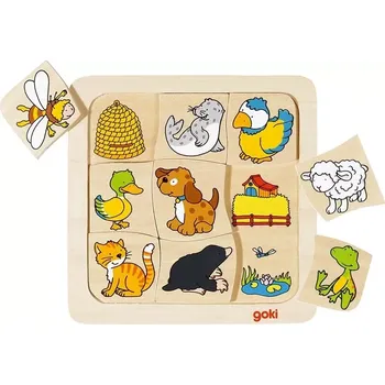 Dřevěná hračka Goki výukové Domovy zvířátek