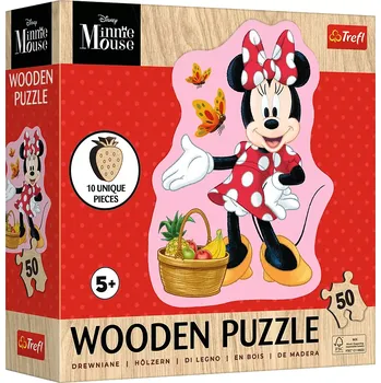 Puzzle TREFL Dřevěné obrysové Šťastná Minnie 50 dílků