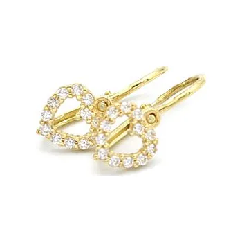 Náušnice Dětské zlaté náušnice srdíčka se zirkony 1,01g