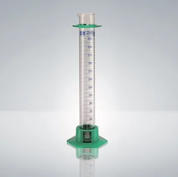 Odměrný válec Hirschmann Laborgeräte Odměrný válec třídy A, s plastovou základnou, modrý potisk Objem: 250 ml