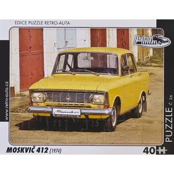 Puzzle Retro-Auta č. 36 MOSKVIČ 412 1974 40 dílků