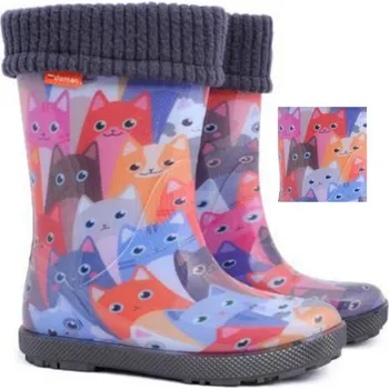 Dívčí holínky DEMAR dětské holínky HAWAI LUX EXCL EH kočky vel.20-27, --- - 24-25