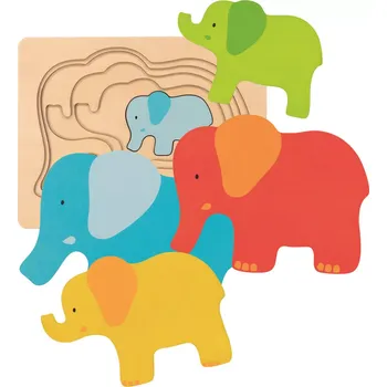 Dřevěná hračka Goki Puzzle vícevrstvé Slon 5 vrstev