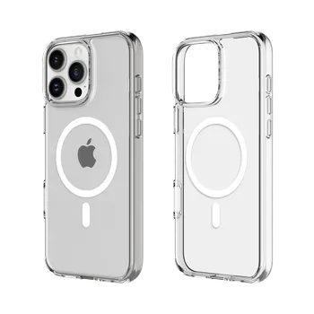 Pouzdro na mobilní telefon Průhledný tvrzený MagSafe kryt na iPhone 16 Pro Max