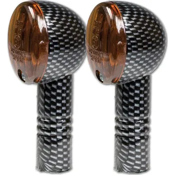 Osvětlení pro motocykl HSM Blinkr Micro Flash na motorku, tónované sklo, karbon, dlouhé, M10