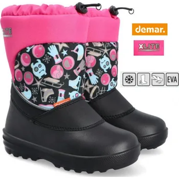Dívčí zimní obuv DEMAR dětské sněhule ALEX F 1201 růžový vel. 28-35, růžová - 34