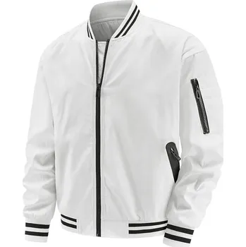 Pánská softshellová bunda Pánská bunda bez kapuce s kontrastními proužky Barva: Bílá, Velikost: XL