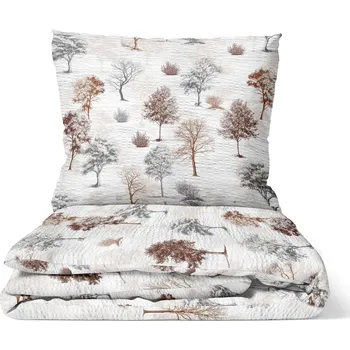 Povlečení DARRÉ Krepové povlečení Stíny stromů - hnědé Velikost: 140 x 220 + 70 x 90