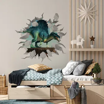 Samolepící dekorace Samolepka pro DĚTI na zeď Hrozivý DINOSAURUS 3D