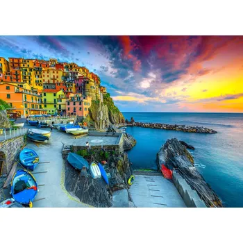 Puzzle ENJOY Přístav Manarola při západu slunce Cinque Terre Itálie 1000 dílků