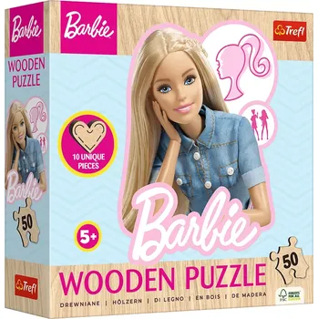 Puzzle Trefl dřevěné obrysové puzzle s motivem Barbie, 50 dílků