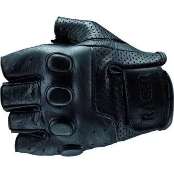 Moto rukavice Racer BUBBLE kožené rukavice na motorku bez prstů, bezprsťáky černé, velikost 3XL
