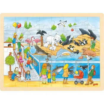 Puzzle GOKI Dřevěné Návštěva Zoo 48 dílků