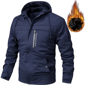 Pánský zimní kabát Zimní bunda na hory, zateplená s kapucí Barva: Modrá, Velikost: M