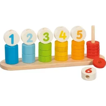 Dřevěná hračka Goki skládačka nasazování na tyč Počítaní s panáčky