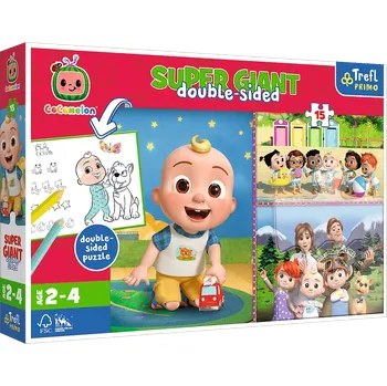 Puzzle TREFL Oboustranné Cocomelon Veselý den s přáteli SUPER GIANT 15 dílků
