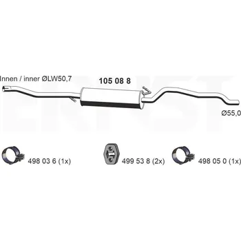 Tlumič výfuku Střední tlumič výfuku ERNST 105088