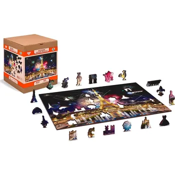 Puzzle WOODEN CITY Dřevěné Noční Paříž 2v1 EKO 75 dílků