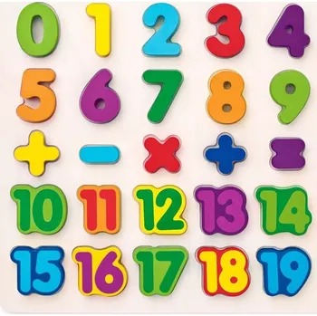 Dřevěná hračka Woody puzzle číslice masivní na desce