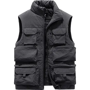 Pánský zimní kabát Pánská vesta DIMU233 Barva: Šedá, Velikost: 4XL